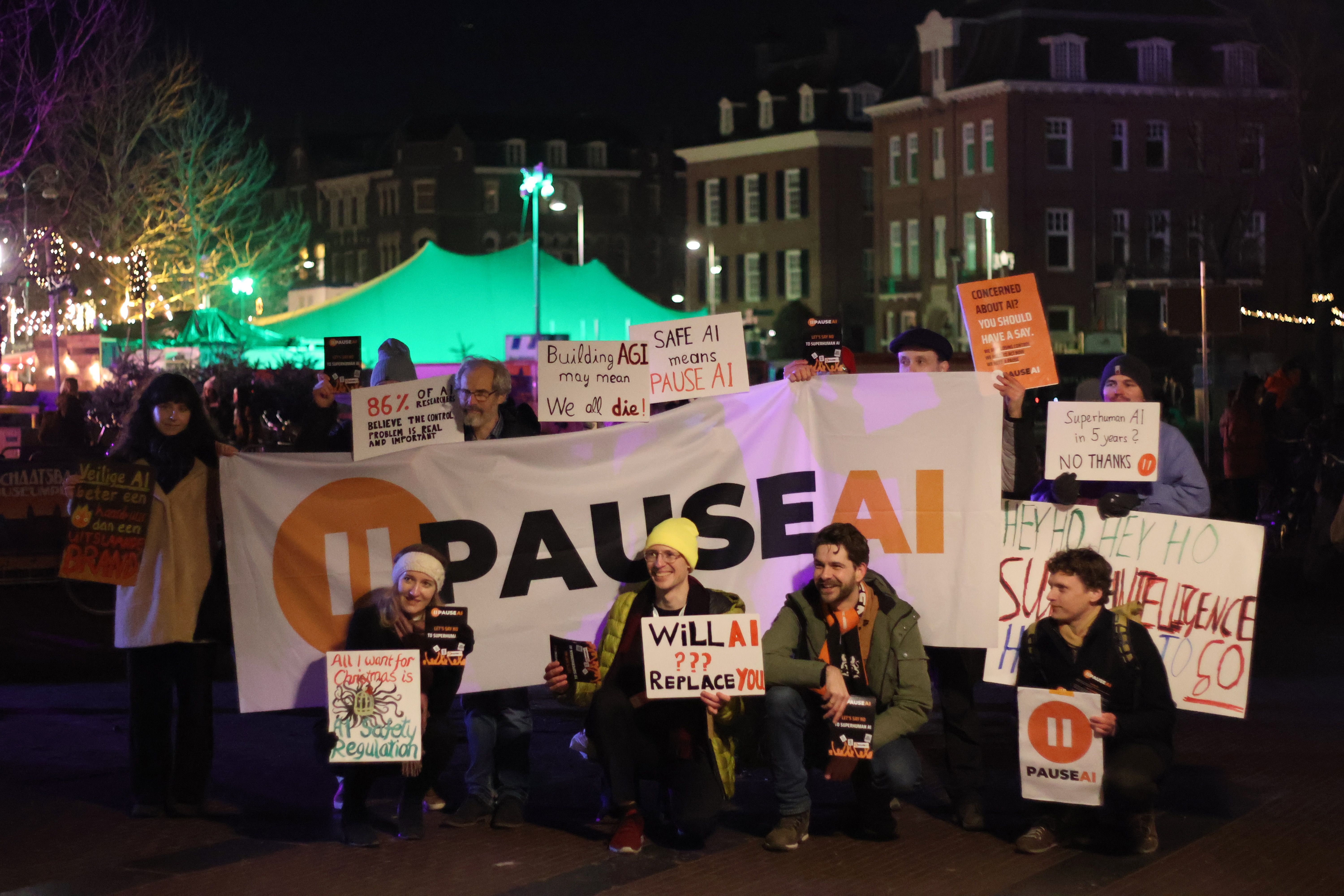 PauseAI protesters in Amsterdam